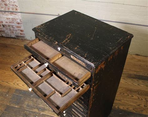 Wooden Flat File Storage Cabinet Vintage Industrial Multi Drawer