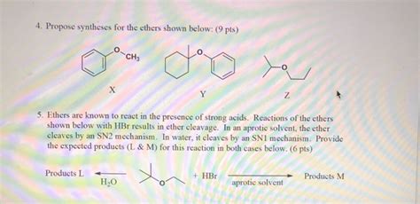 Solved 4 Propose Syntheses For The Ethers Shown Below 9