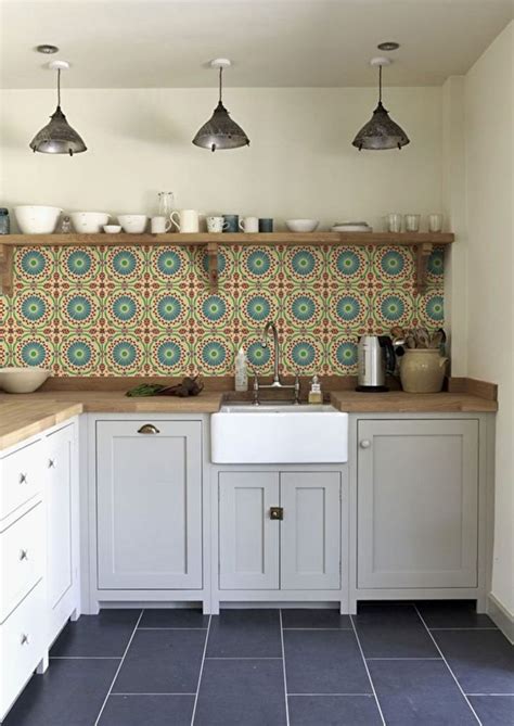 Design Simple Modern Kitchen Retro Tiles Large Wall Fresh Backsplash