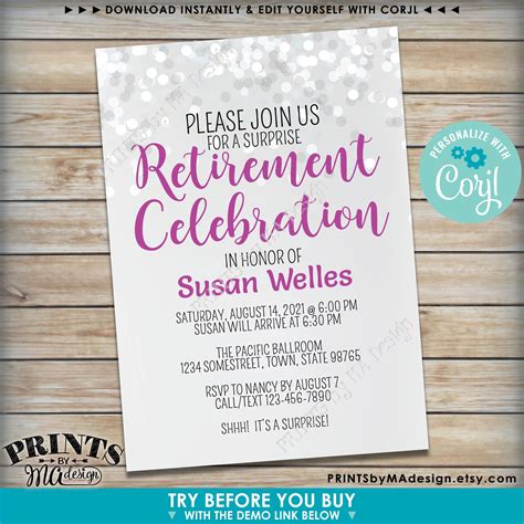 Retirement Party Invitation, Retirement Celebration Invite, Retire