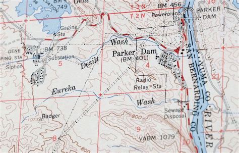 Parker Dam Arizona Vintage Usgs Topo Map 1959 Lake Havasu City