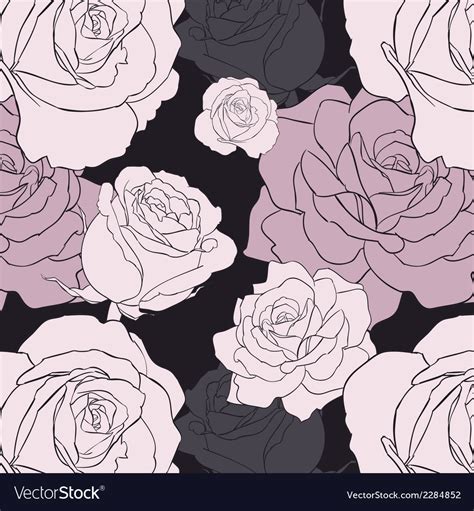 Black Gothic Rose Seamless Pattern Royalty Free Vector Image