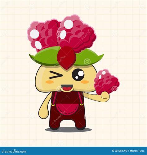 Adorable And Cute Chibi Raspberry Fruit Mascot Cartoon Character Vector