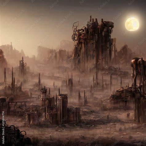 Charred Radioactive Post Apocalyptic Wasteland In Nuclear Summer