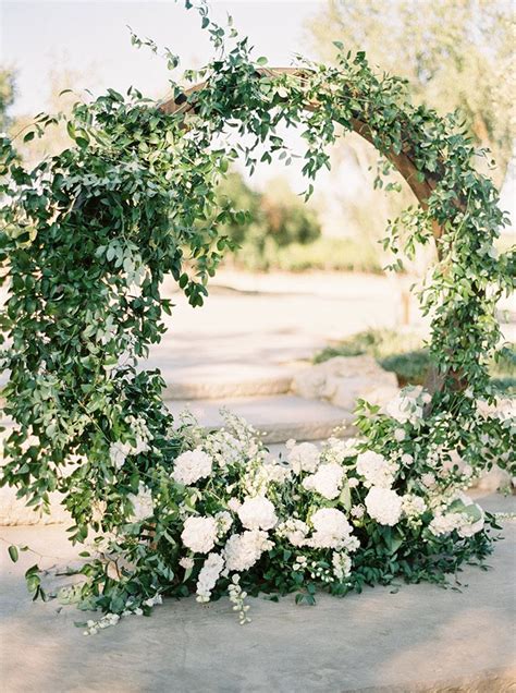 Ceremony Round Circular Arch With Smilax And White Flowers Wedding Arch