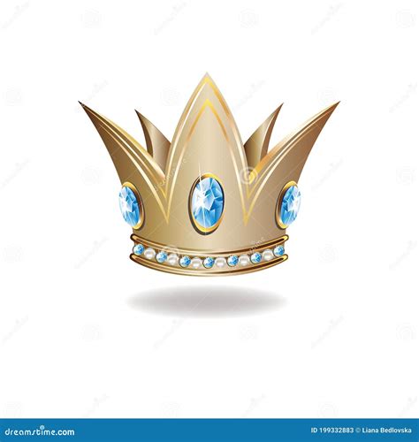 Beautiful Golden Princess Crown With Pearls And Jewels Stock Vector