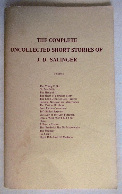 THE COMPLETE UNCOLLECTED SHORT STORIES OF J D SALINGER Vol EBay