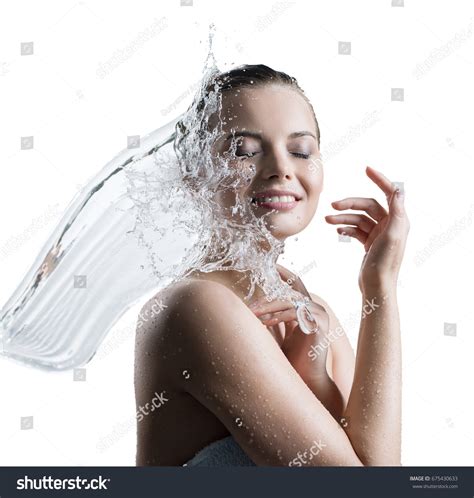 Young Happy Girl Washing Her Face Stock Photo 675430633 Shutterstock