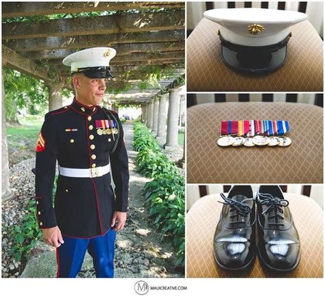 Combat uniforms from left to right: Marine dress blues wedding in 2020 | Marines dress blues ...