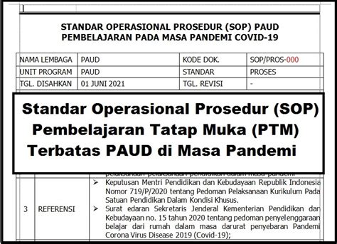 Contoh Sop Penerimaan Siswa Baru Paud