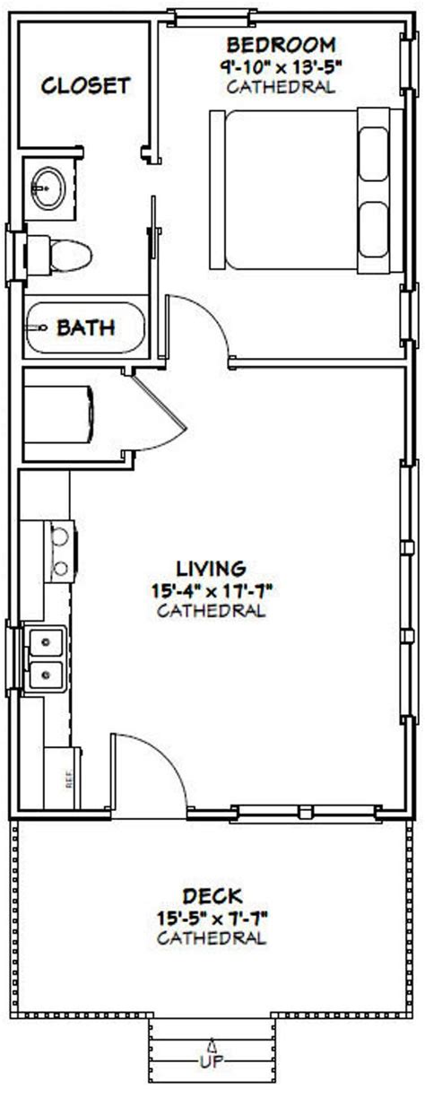 16x32 House 1 Bedroom 1 Bath 511 Sq Ft Pdf Floor Plan Etsy Small