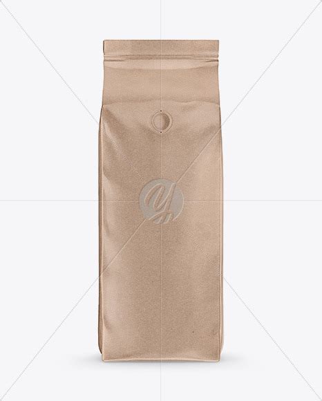 Kraft Coffee Bag With Valve Mockup Front View Free Download Images
