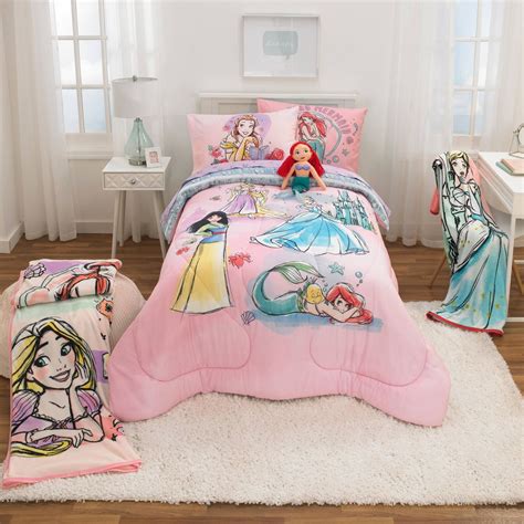 Disney Princess Reversible Twin Comforter And 3 Piece Twin Sheet Set With Ariel Doll And Throw