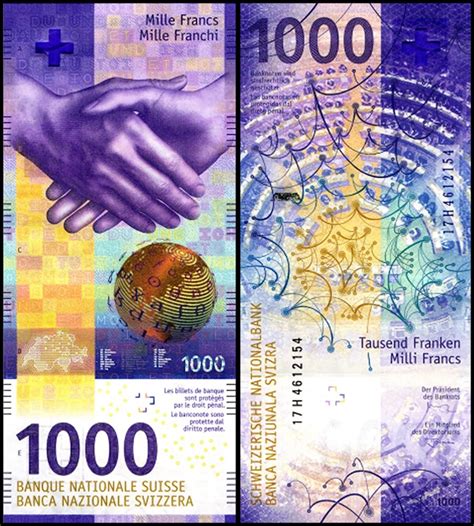 Switzerland 1000 Francs Banknote 2017 P 79a1 Unc