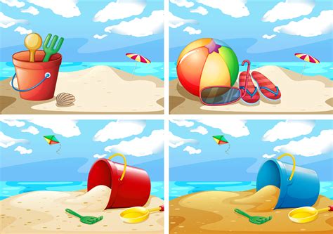 Scenes With Beach And Toys 360877 Vector Art At Vecteezy