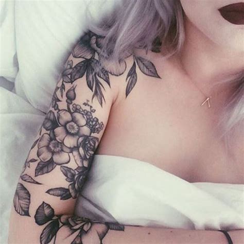 Black And White Rose Arm Sleeve Tattoo