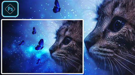Curious Cat And Butterflies Fantasy Photoshop Manipulation Tutorial