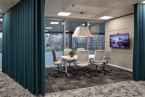 Meeting Room Space Defined By Acoustic Curtains Office Interior