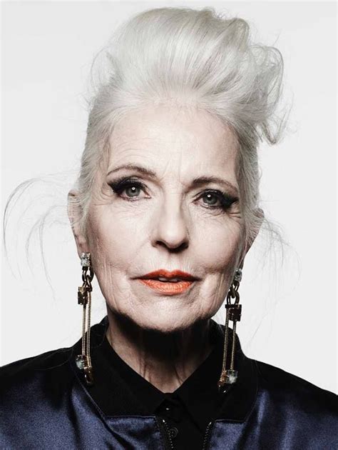 older punk rocker woman white hair cat eye makeup artist earrings with images beauty