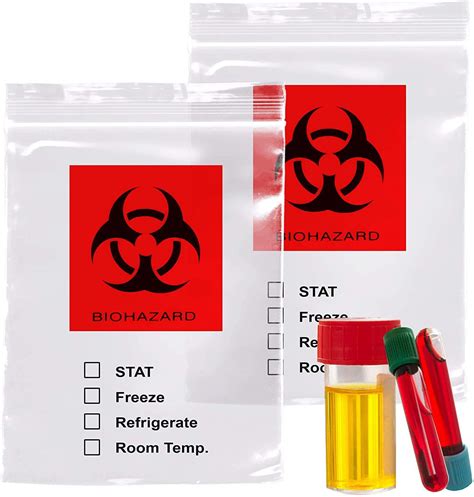 AMZ Supply Biohazard 3 Wall Specimen Zip Locking Biohazard Lab Bags
