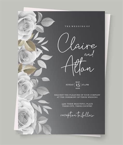 Premium Vector Elegant Floral Wedding Invitation Template