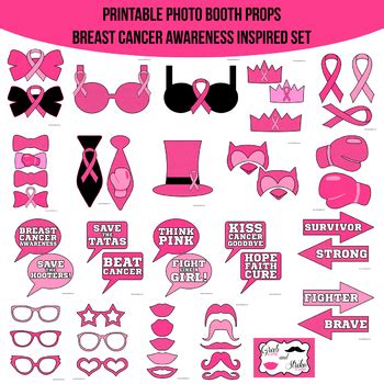 Age and health history can affect the risk of developing breast cancer. Breast Cancer Awareness Inspired Printable Photo Booth ...