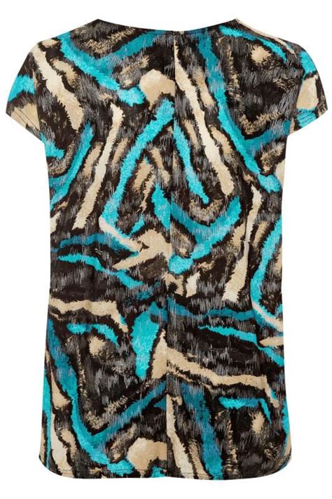 Blue Metallic Tiger Print Top Yours Clothing