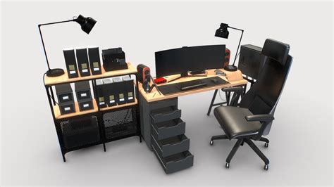 Full Desk Setup Buy Royalty Free 3d Model By Vivien Deroche Blue