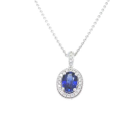 100 Carat Sapphire And Diamond Pendant Necklace In White Gold Marshall