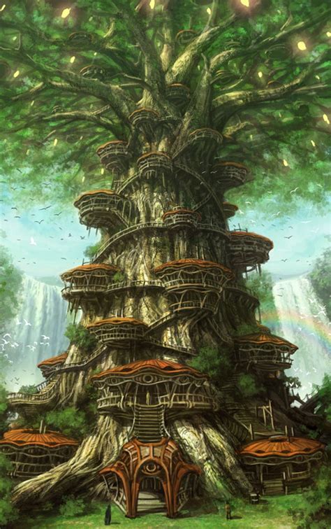 A Large Tree House In The Middle Of A Forest