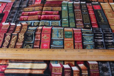 Old Antique Books Library Book Shelves Print Fabric Quilting Weight Cotton