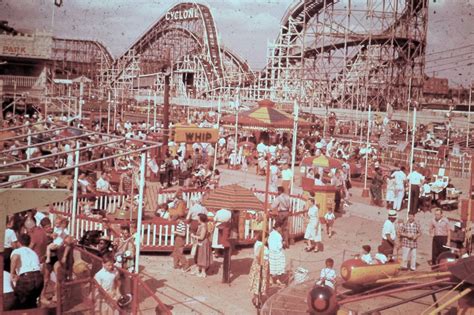 Coney Island With A View Of The Cyclone Roller Coaster C 1950s