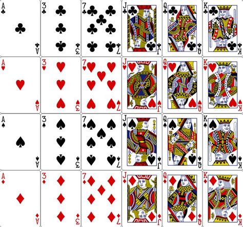 Playing Cards With Different Designs And Numbers On Them All Showing