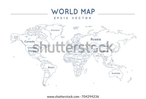 Political World Map Name Borders Countries Stock Vector Royalty Free