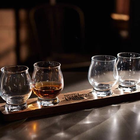 libbey signature kentucky bourbon trail whiskey tasting set 4 whiskey glasses with wood paddle