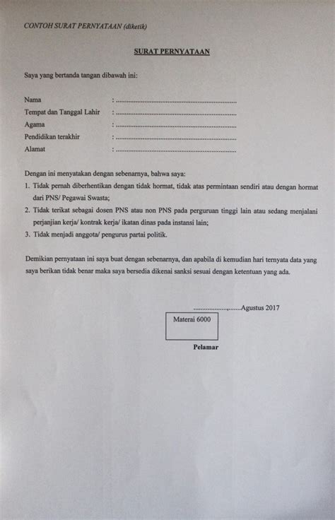 Sekilas memang surat keterangan mirip dengan surat surat pernyataan, tapi sebenarnya beda. Surat Perjanjian Kerja Dosen Tetap Non Pns - Bagi Contoh Surat