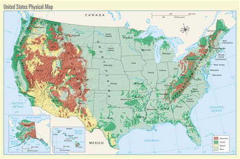 United States Physical Map Map Teachtci Teachers Curriculum