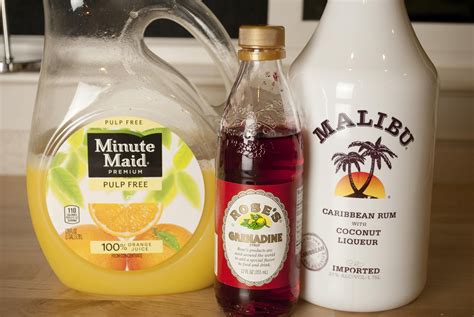 Drink recipe for the malibu driver cocktail, featuring malibu coconut rum and orange juice. Malibu Sunrise - A Year of Cocktails