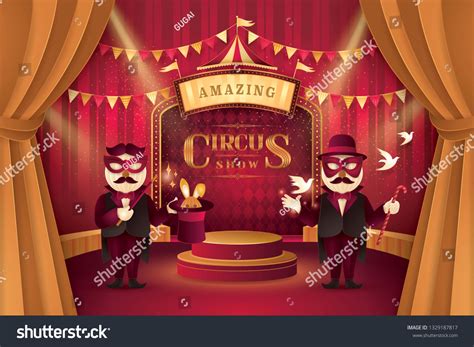 Great Circus Show Magic Show Magician Stock Vector Royalty Free
