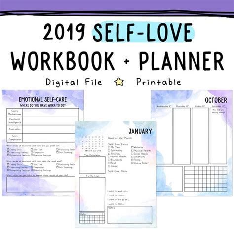 2019 Self Love Workbook Planner Self Care Planner Etsy