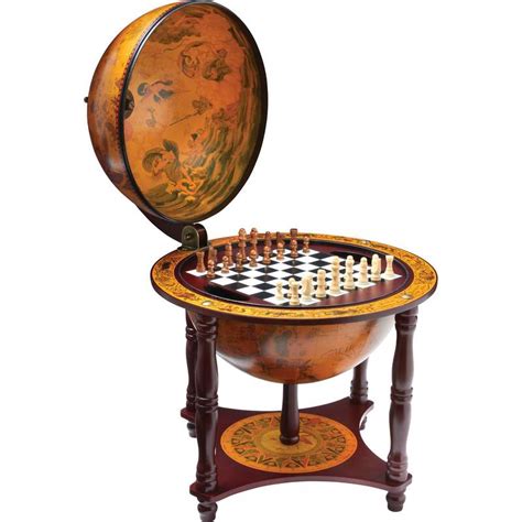 27″ roma chess and checkers table. Kassel 13" Diameter Globe with 57pc Chess and Checkers Set ...