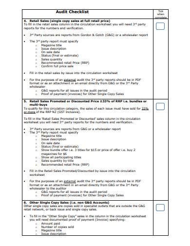 free 5 retail audit checklist samples in pdf excel