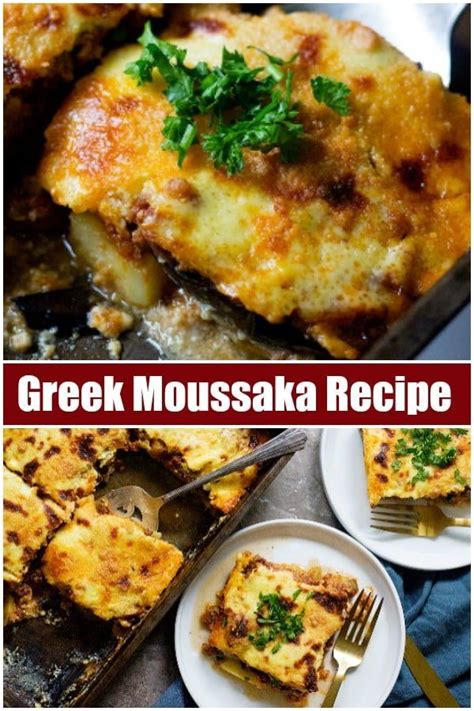 In a 25x32 cm baking pan, spread a layer of potatoes, cover with a layer of eggplants and top with a layer of zucchini. Moussaka is a classic Greek eggplant casserole that's super delicious. This traditional Greek ...