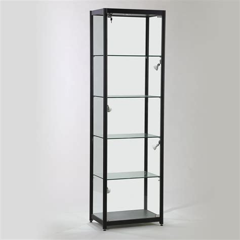 An ideal solution where a height restriction exists or for those who simply prefer the. Black Aluminium & Glass Tower Showcase Display Cabinet ...