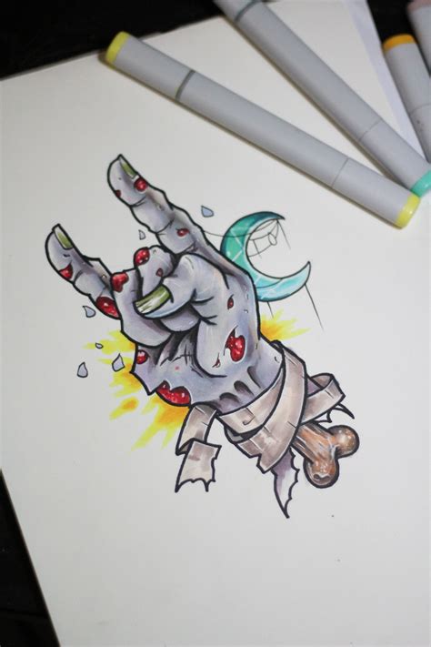 Zombies Hand Tattoo Marker Art Tattoo Themes Graffiti Lettering