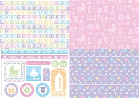 Free Classic New Baby Patterned Papers Gathered