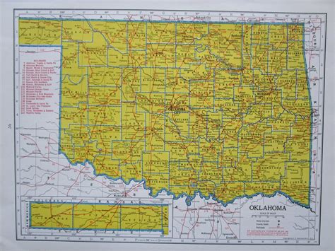 1940 Oklahoma Railroad Map 8x11 1940s Ok By Originalantiquemaps