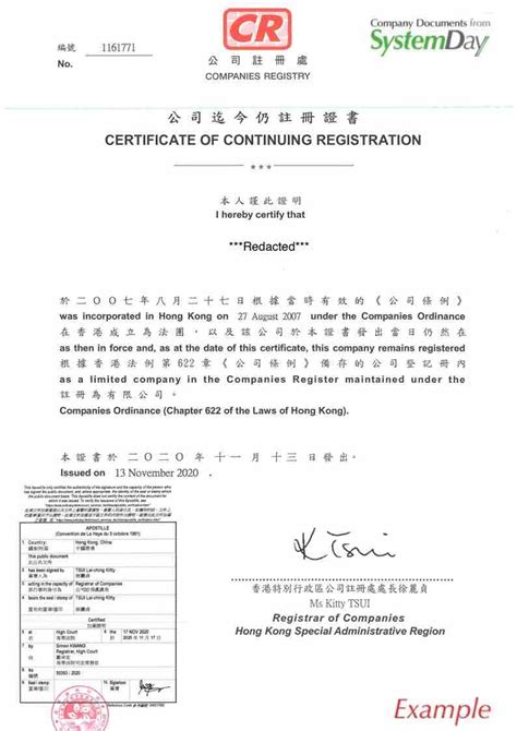 Hong Kong Company Documents