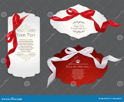 Set Of Elegant Cards With Silk Ribbons Stock Vector Illustration Of