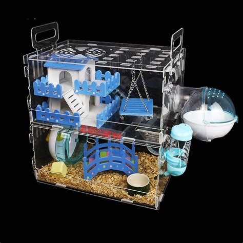 Hamster Cage Acrylic Hamster Cage Double Decker Villa Super Transparent Hamster Baby Supplies